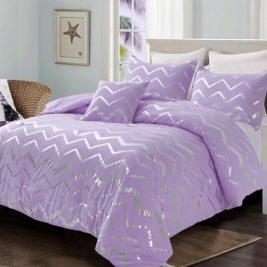 soft purple comforter set, king size, cozy 3 piece bedding with pillowcases