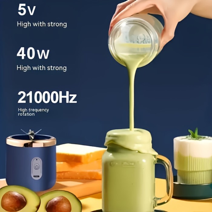 1 x portable usb blue rechargeable juicer cup,portable blender for smoothies and juices usb rechargeable, powerful & compact