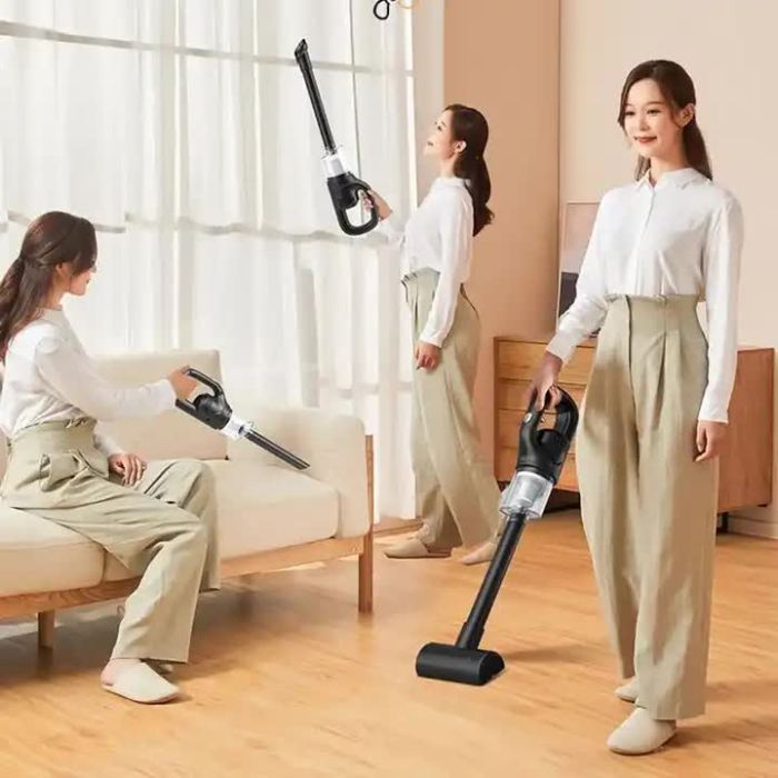 black portable cordless vacuum cleaner 120w, 10kpa suction, 2000mah battery, lightweight design, with soft brush attachment black portable cordless vacuum cleaner 120w, 10kpa suction, 2000mah battery, lightweight design, with soft brush attachment