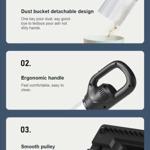 black portable cordless vacuum cleaner 120w, 10kpa suction, 2000mah battery, lightweight design, with soft brush attachment black portable cordless vacuum cleaner 120w, 10kpa suction, 2000mah battery, lightweight design, with soft brush attachment