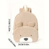 cute pink bear backpack soft corduroy material with adjustable straps
