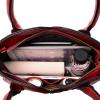 red elegant embossed rose leather handbag vintage style tote bag