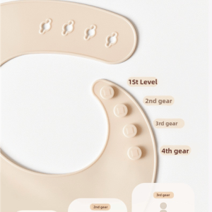 cherry pattern beige soft and safe silicone baby feeding set – bib, bowl, and spoon combo for mess free meals