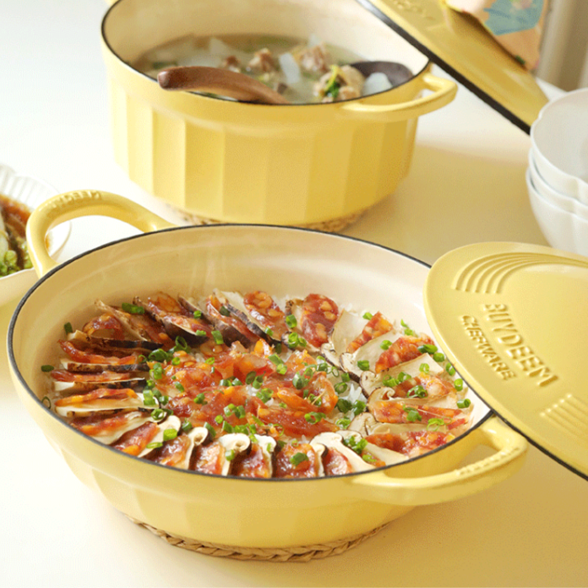 buydeem cp581 enameled cast iron dutch oven yellow