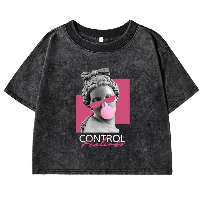 Bubble Sculpture Pre-Washed Cropped T Shirt