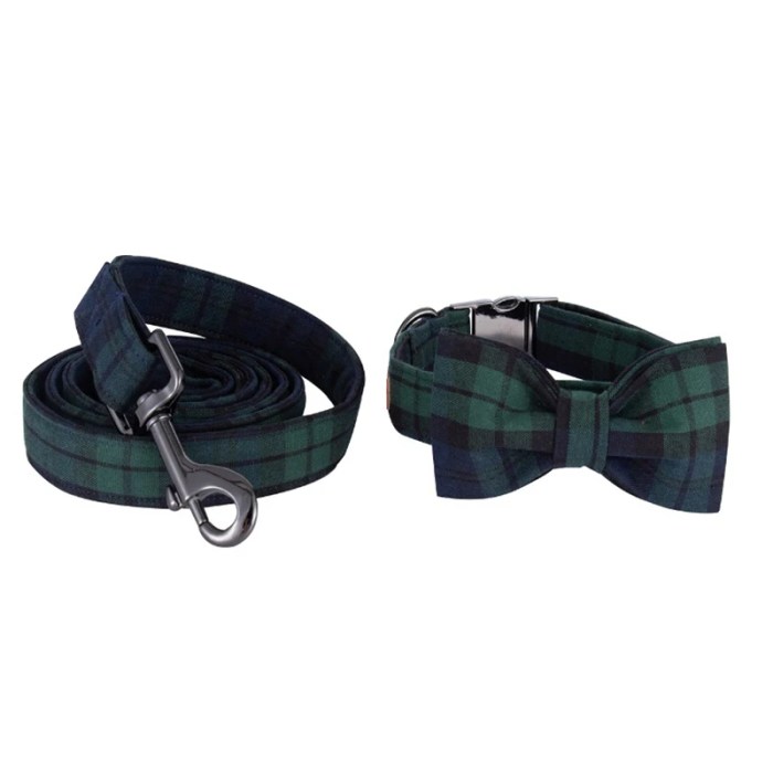 Unique Style Paws Plaid Durable Collar with Bow 4