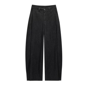 Zach women's Denim effect jacket, high waisted pleated pants 4