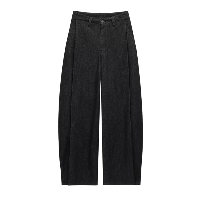 zach women's denim effect jacket, high waisted pleated pants Zach women's Denim effect jacket, high waisted pleated pants 4