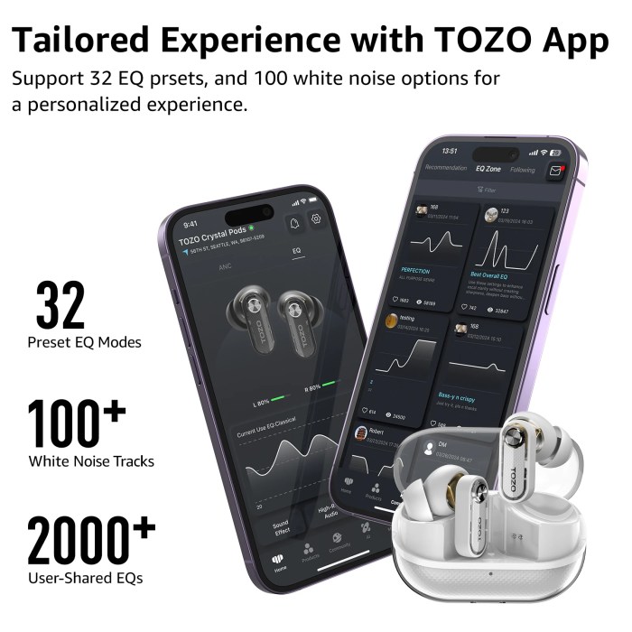 tozo bluetooth in ear earbuds earphones with dual mics enc noise cancel support app eqs fast charging waterproof TOZO Bluetooth In-ear Earbuds Earphones with Dual Mics ENC Noise Cancel Support APP EQs Fast Charging Waterproof 5