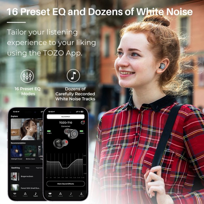 TOZO 2024 T10 mini Wireless Earbuds Ergonomic Edition Bluetooth 5.3 Headphones 55H Playtime APP EQ Customisable 2