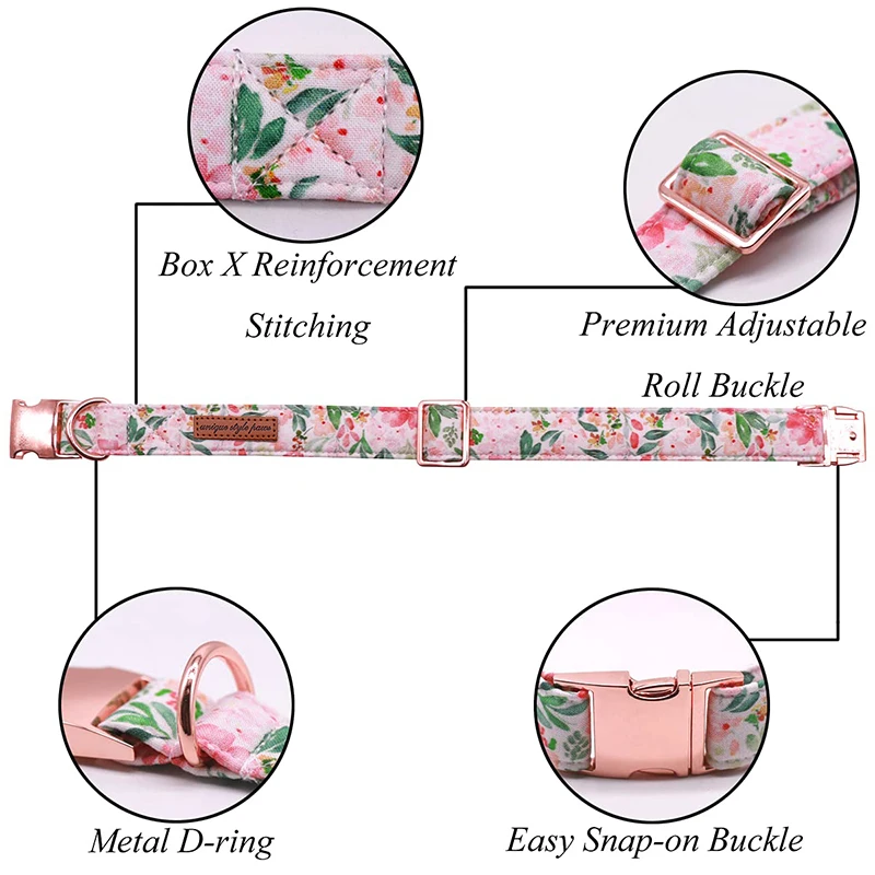 Unique style paws Flory Pink Dog Collar 4