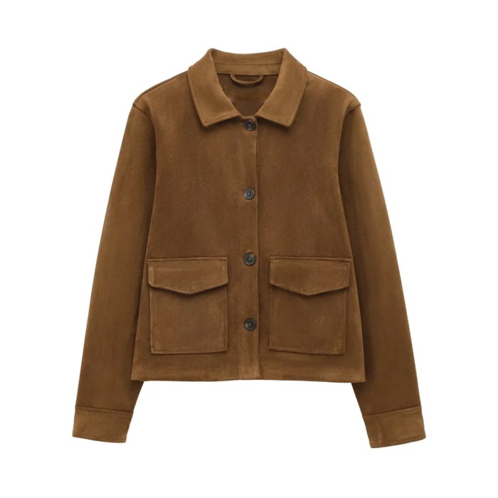 Zach Women's Flip Cover Patch Suede Text Jacket 2