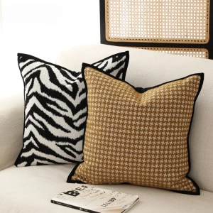 Texture Pillows White Black Yellow Cushion Case Classical Geometric Decorative 1