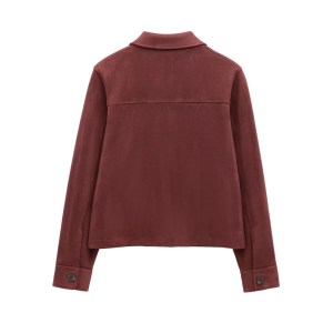 Zach Women's Flip Cover Patch Suede Text Jacket 4