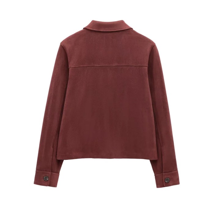 Zach Women's Flip Cover Patch Suede Text Jacket 4