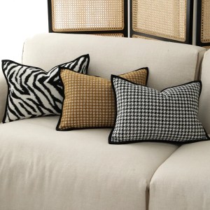 Texture Pillows White Black Yellow Cushion Case Classical Geometric Decorative 3