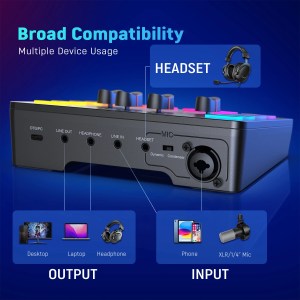 fifine gaming audio mixer,streaming 4 channel rgb mixer with xlr microphone interface,for game voice,podcast,ampligame sc3 FIFINE Gaming Audio Mixer,Streaming 4-Channel RGB Mixer with XLR Microphone Interface,for Game Voice,Podcast,AmpliGame SC3 4