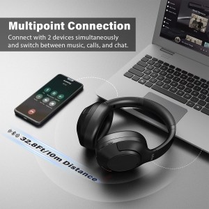 FIFINE Bluetooth wireless headset, Noise Cancelling Headphones withe Transparency Mode, Deep Bass, Clear Calls,65H Playtime -X3 4