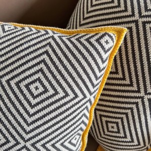Black Geometric Pillows Knitting Cushion Case Yellow Border Decorative Pillow Cover For Sofa Luxury Living Room Home Decoration 5