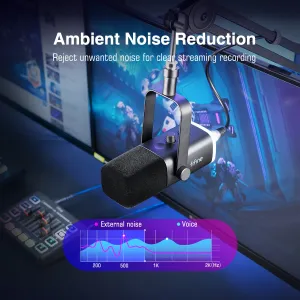 FIFINE USB/XLR Dynamic Microphone with RGB Control/Headphone jack/Mute,MIC for PC Gaming Recording Streaming AmpliGame-AM8 2