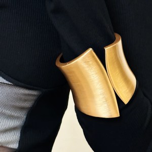 DIAZI Heavy Metal Wide Cuff Bangle in Matte Gold or Silver 2