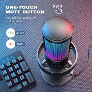 FIFINE USB Microphone for Recording and Streaming on PC and Mac,Headphone Output and Touch-Mute Button,Mic with 3 RGB Modes -A8 2