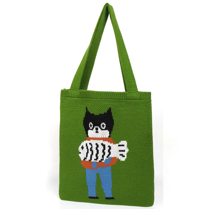 fashion crochet tote bag – stylish jacquard cat fish, large capacity soft knitted pouch, shopping bag Fashion Crochet Tote Bag – Stylish Jacquard Cat Fish, Large Capacity Soft Knitted Pouch, Shopping Bag 2