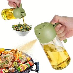 2in1 Oil Sprayer Glass Bottle for Cooking Anti-leakage Olive Oil Storage Bottle 2