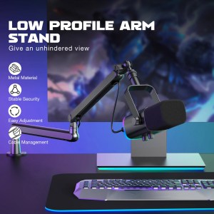 fifine adjustable low profile arm microphone stand with cable managment/desk mount, suspension boom for k688 ampligame am8 bm88 FIFINE Adjustable Low-profile Arm Microphone Stand with Cable Managment/Desk Mount, Suspension Boom for K688 Ampligame AM8-BM88 2