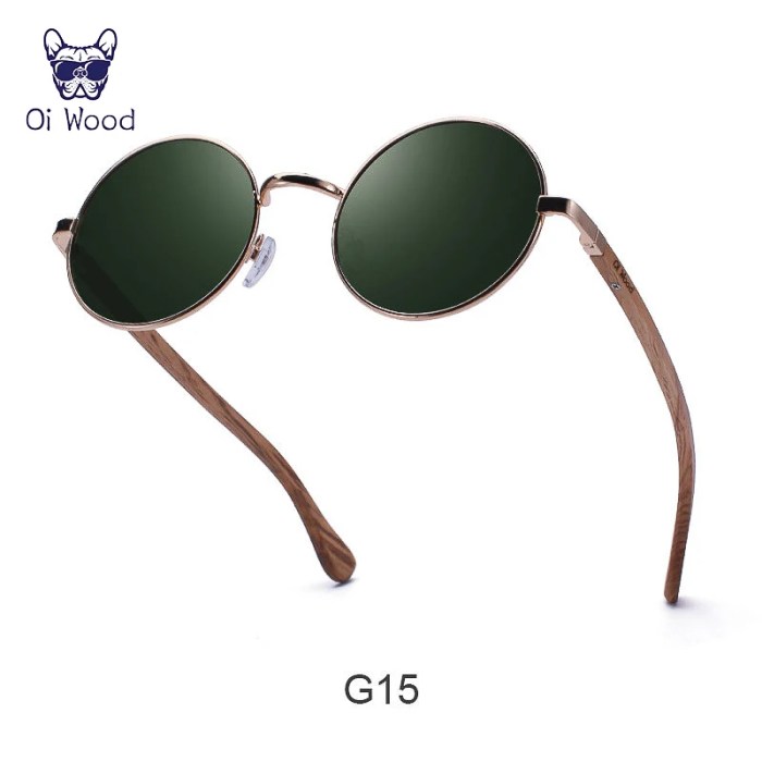 oi wood retro round wood sunglasses for men women poalrized frame Oi Wood Retro Round Wood Sunglasses For Men Women Poalrized Frame 4