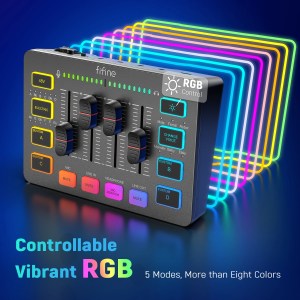 fifine gaming audio mixer,streaming 4 channel rgb mixer with xlr microphone interface,for game voice,podcast,ampligame sc3 FIFINE Gaming Audio Mixer,Streaming 4-Channel RGB Mixer with XLR Microphone Interface,for Game Voice,Podcast,AmpliGame SC3 5