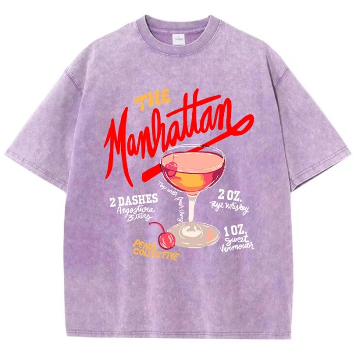 oversized women’s washed t shirt – manhattan cherry cocktail print, distressed cotton crewneck tee Oversized Women’s Washed T-Shirt – Manhattan Cherry Cocktail Print, Distressed Cotton Crewneck Tee 4