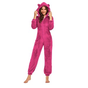 Women Winter Warm Plush Romper Pyjamas