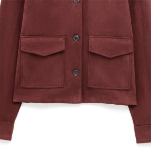 Zach Women's Flip Cover Patch Suede Text Jacket 5