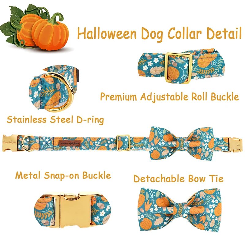 pumpkin dog collar with bow Pumpkin Dog Collar with Bow 2