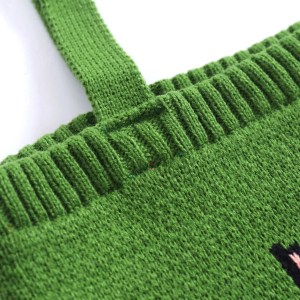 women's knitted wool tote bag cute cat crochet winter shopping top handle handbag for teens Women's Knitted Wool Tote Bag - Cute Cat Crochet Winter Shopping Top-Handle Handbag for Teens 2