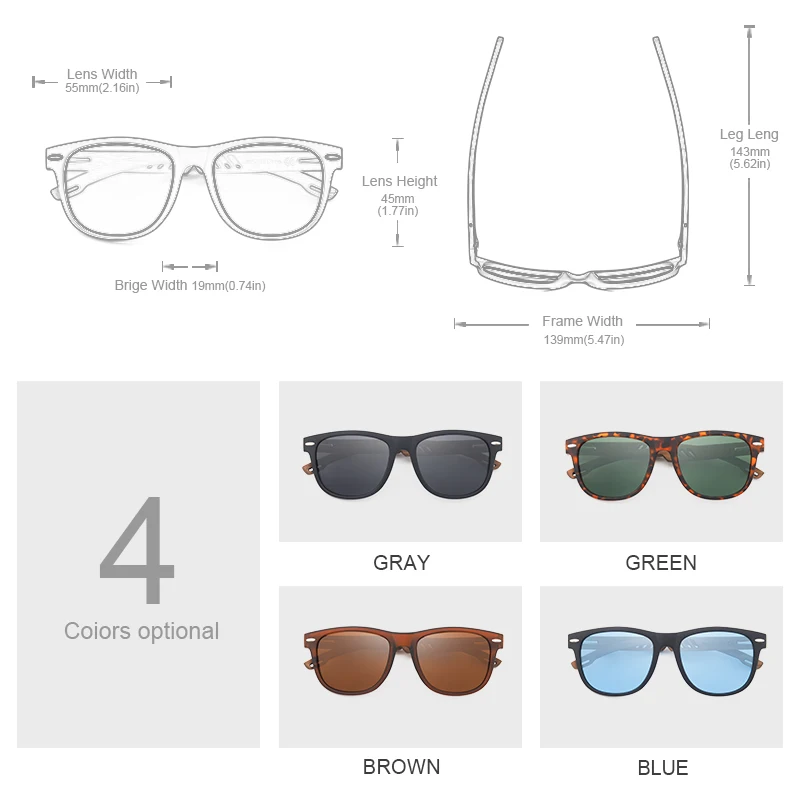 Oi Wood Sunglasses Polarized Black Walnut Wood Polarized UV400 Eyewear 2