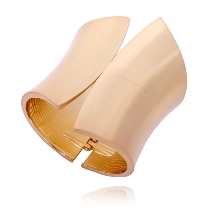 DIAZI Heavy Metal Wide Cuff Bangle in Matte Gold or Silver 4