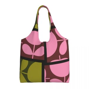 1960s Retro-Inspired Pattern Tote Bag - Durable Canvas Shoulder Shopper Handbag
