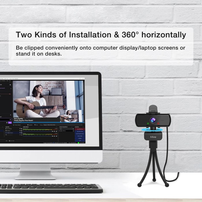FIFINE 1440p Full HD PC Webcam with Microphone, tripod, for USB Desktop & Laptop,Live Streaming Webcam for Video Calling-K420 3
