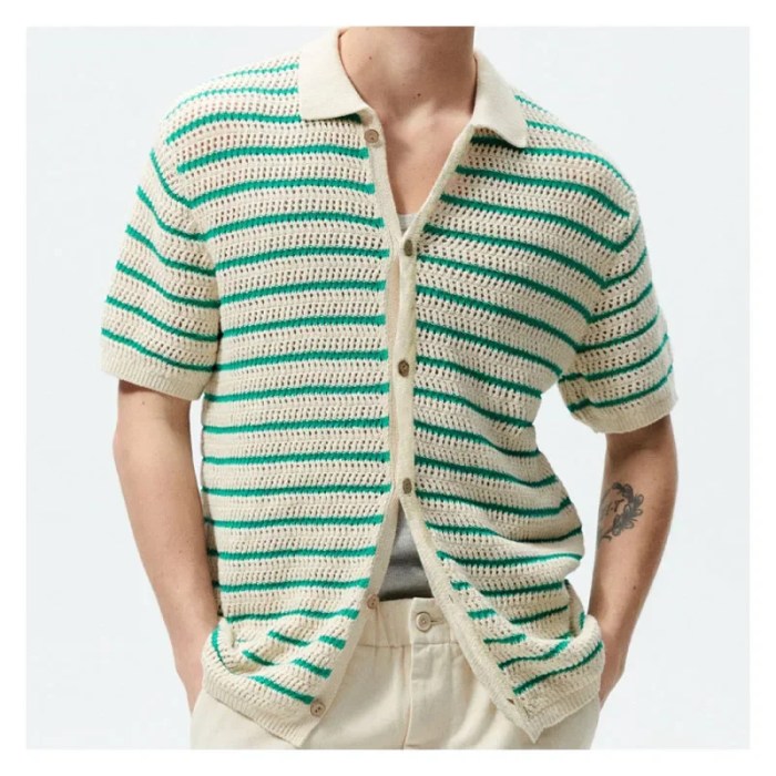 mens see through knit stripe shirt Men\s See-through Knit Stripe Shirt 1