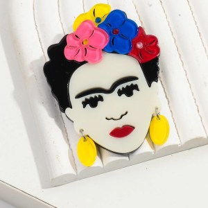 Frida Khalo Vintage Acrylic Brooch 3