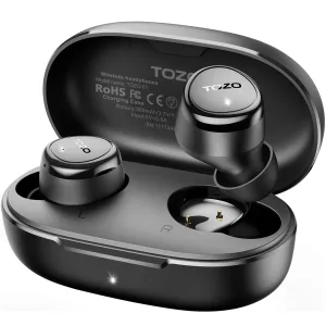 TOZO E1 Built in Mic Earbuds in ear Ergonomic Headsets Wireless Charging IPX6 Waterproof 32 EQs APP Support