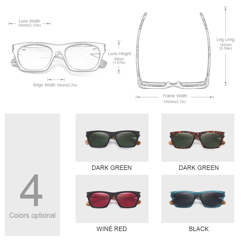 Oi Wood New Zebra Wooden Leg Polarized Driving Sunglasses 2