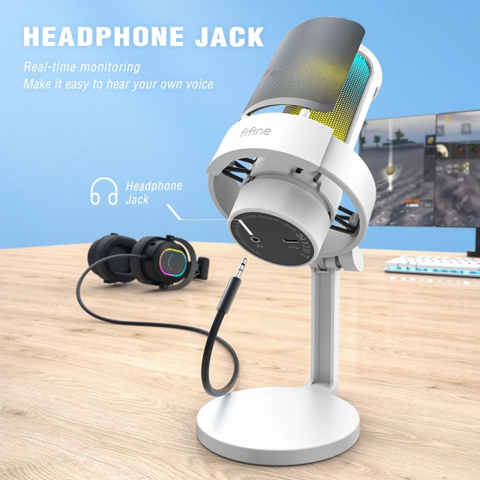 FIFINE USB Microphone for Recording and Streaming on PC and Mac,Headphone Output and Touch-Mute Button,Mic with 3 RGB Modes -A8 3