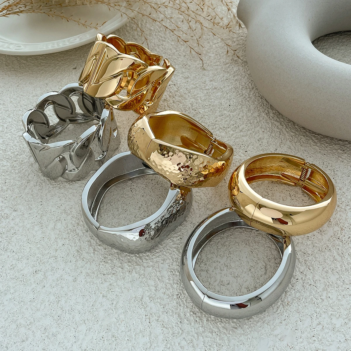 kjoe exaggerated smooth gold bangles KJoe Exaggerated Smooth Gold Bangles 4