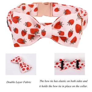 strawberry dog collar with bowtie Strawberry Dog Collar with Bowtie 4