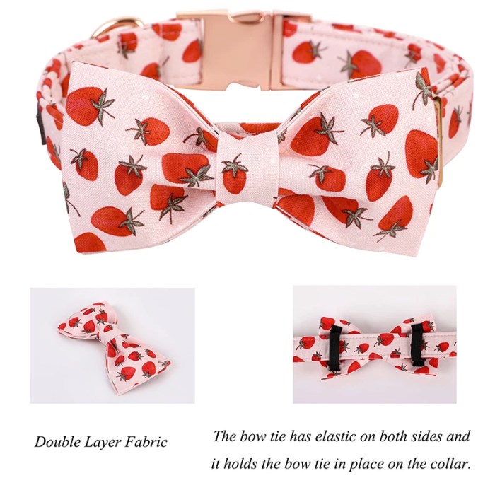 Strawberry Dog Collar with Bowtie 4