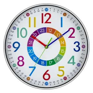 12-inch Early Childhood Education Wall Clock – Silent, Battery-Powered, Colourful