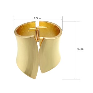 DIAZI Heavy Metal Wide Cuff Bangle in Matte Gold or Silver 3